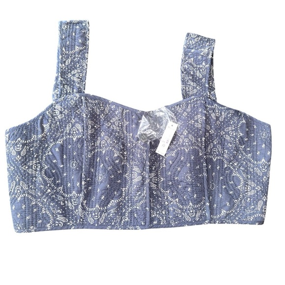 New ▶️ Madewell ◀️ Quilted Sweetheart Crop Top Western Bohemian 14 - Picture 5 of 13